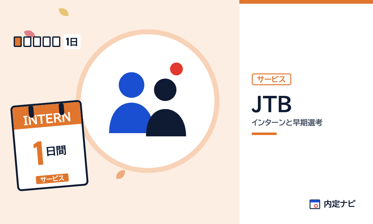 JTBのインターンと早期選考を表した内定ナビ作成の図(業界の色、カレンダー、記事の要点の絵)